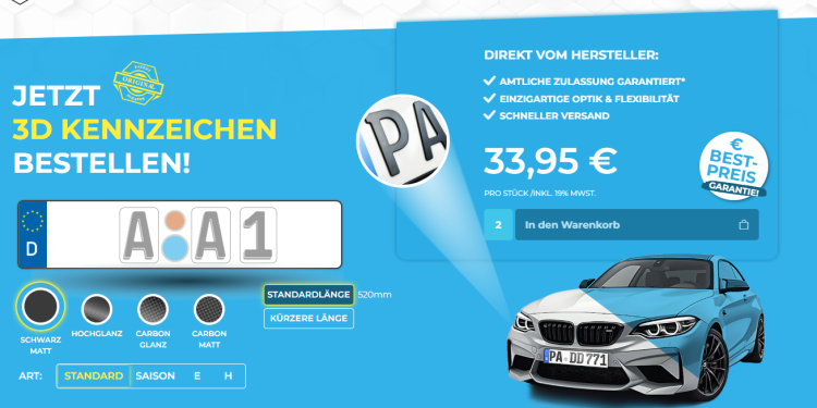 High-quality 3D license plates for a customized vehicle appearance