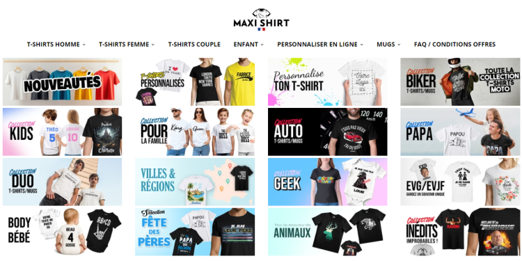 T-shirts personnalisés et cadeaux uniques avec MAXI SHIRT